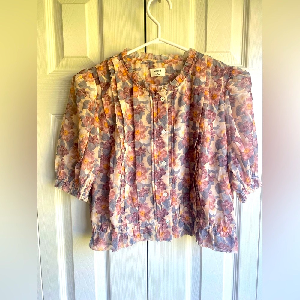 New Aritzia Wilfred Mansfield Ruffle Blouse Floral